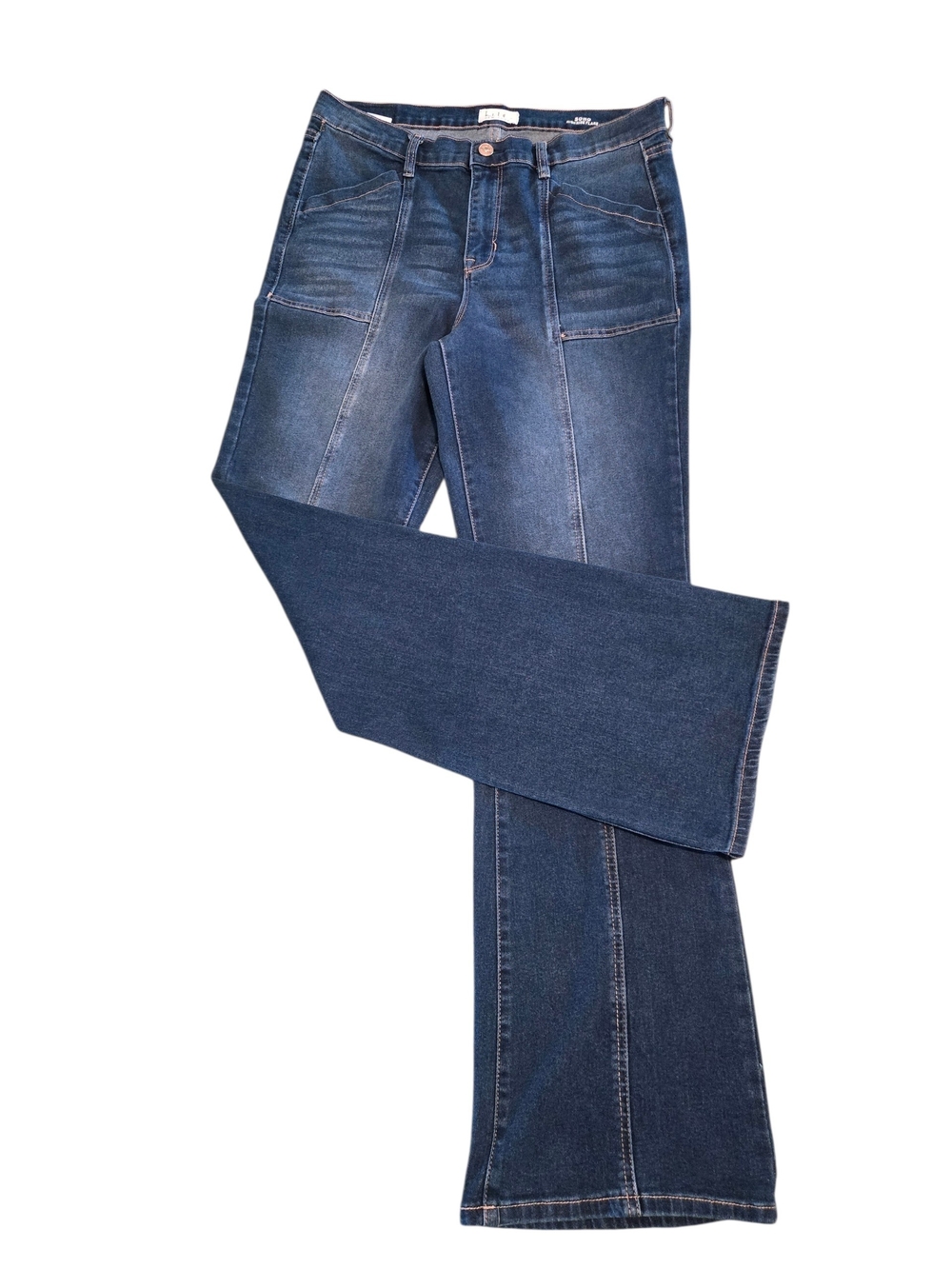 Nicole Miller New York Soho High Rise Flared Women's 12 Dark Blue Wash Jeans - Picture 2 of 16